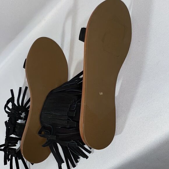 KATE SPADE ALEX SANDALS BLACK FRINGE - Picture 4 of 10
